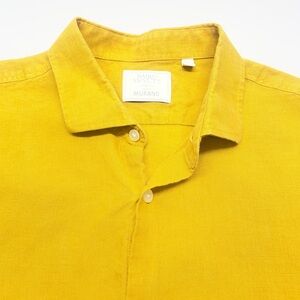 Murano Baird McNutt Linen Mustard Button Down Shirt